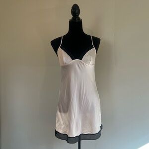 Victoria’s Secret pink black babydoll silk slip lingerie nightgown coquette